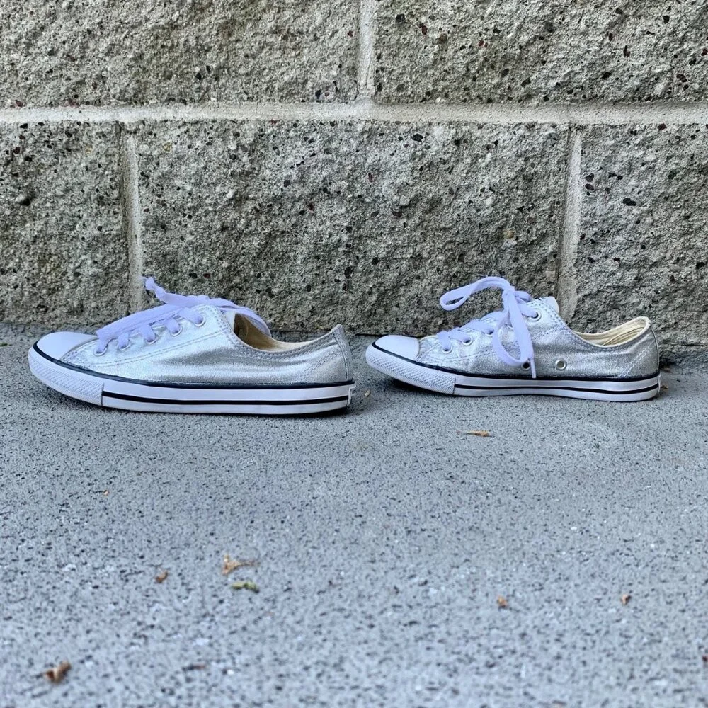 CONVERSE Silver Metallic Sneakers Womens 5 35.5 Chuck Taylor All Star Low Shoe - Picture 5 of 11